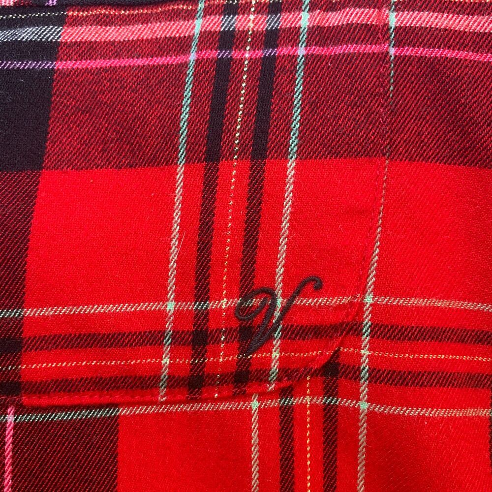 Victoria's Secret 2 piece red plaid tartan short sleeve shirt shorts pajamas XS - Picture 5 of 9